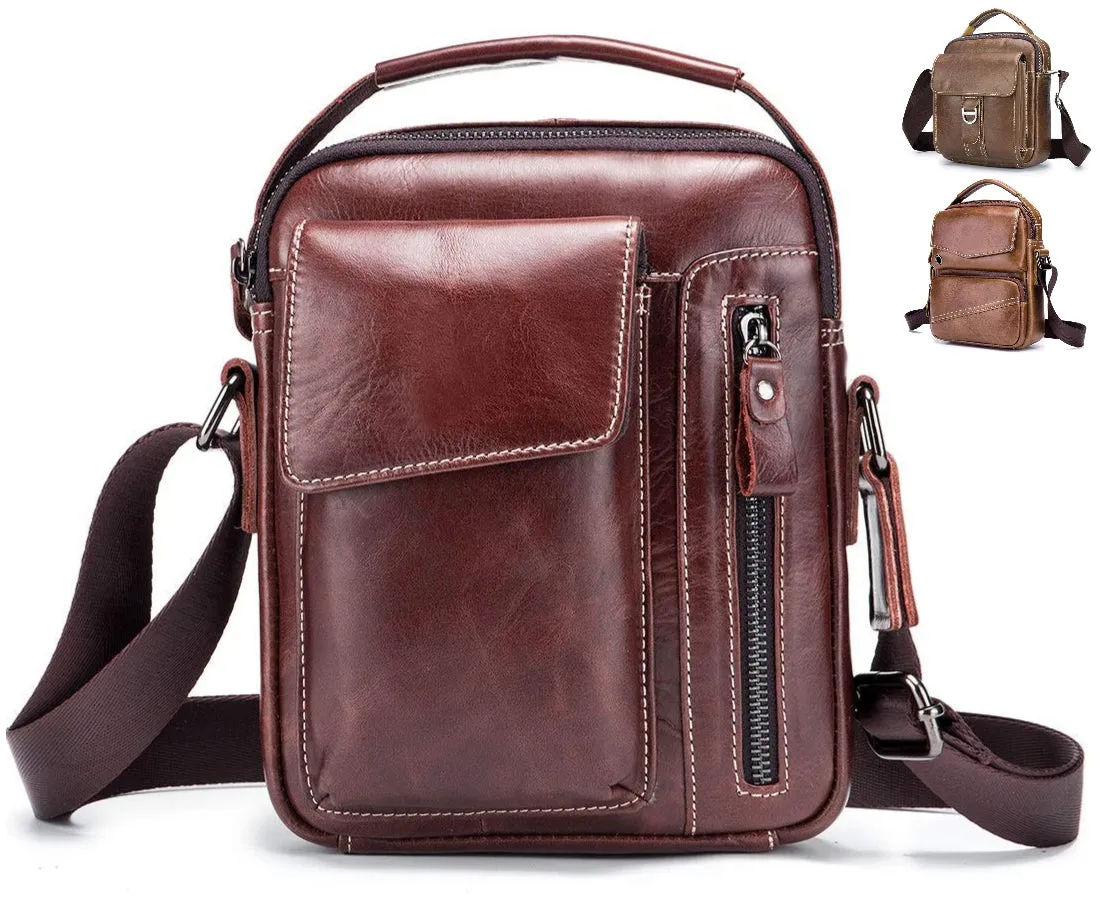 WDXElite™ Men's Genuine Leather Crossbody Sling Chest Bag - Shoulder Day Bag