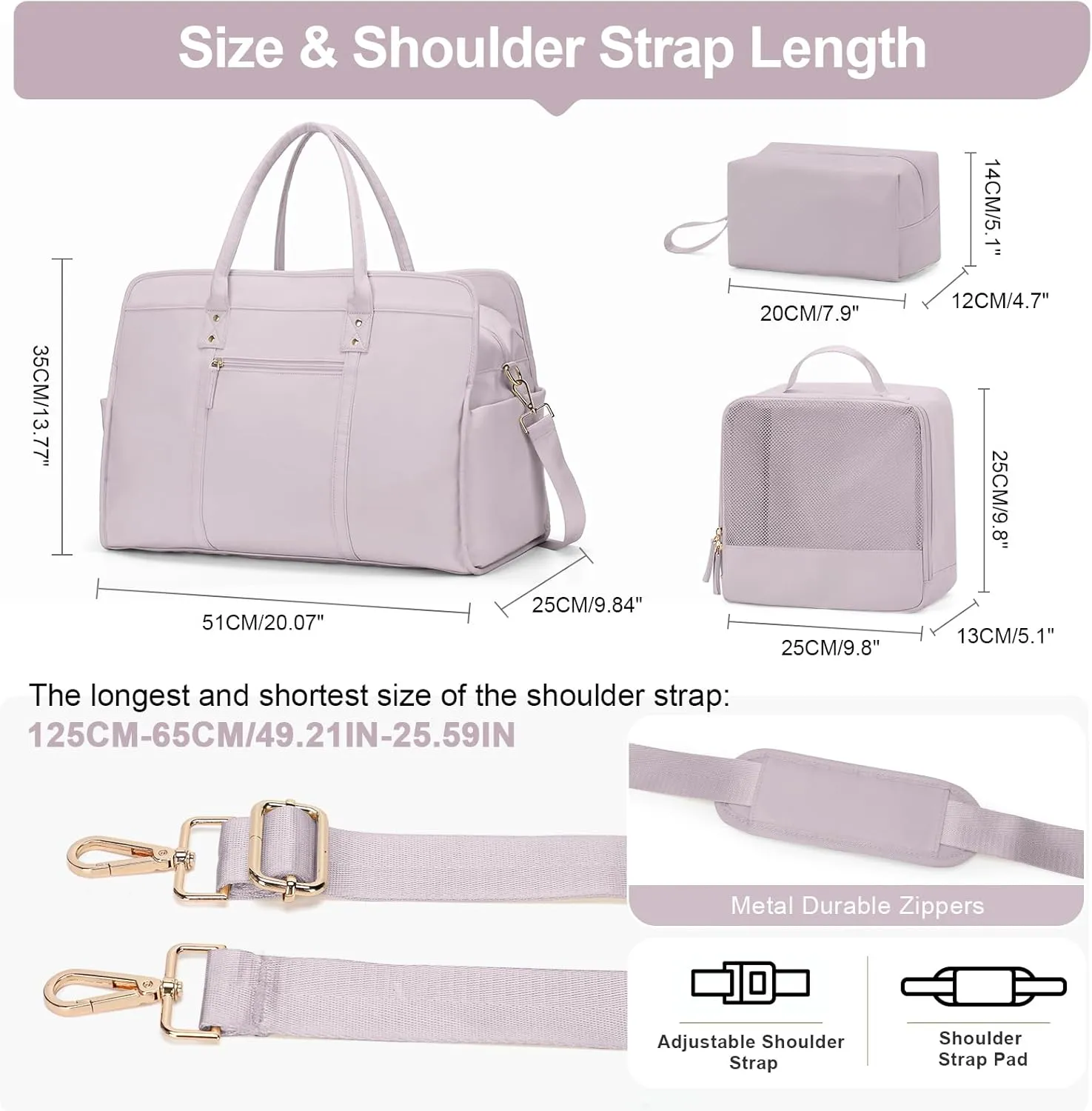 Weekender Bags for Women Travel, Travel Bag with Shoe Compartment, Overnight Duffel Bag with Wet Pocket & Trolley Sleeve