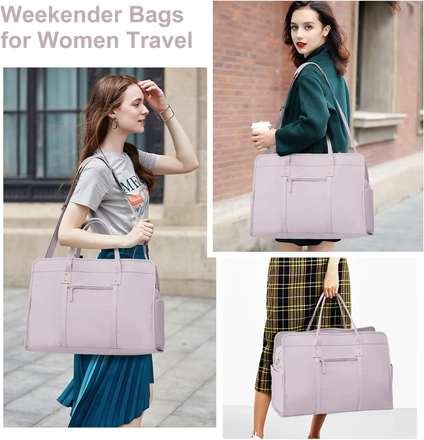 Weekender Bags for Women Travel, Travel Bag with Shoe Compartment, Overnight Duffel Bag with Wet Pocket & Trolley Sleeve