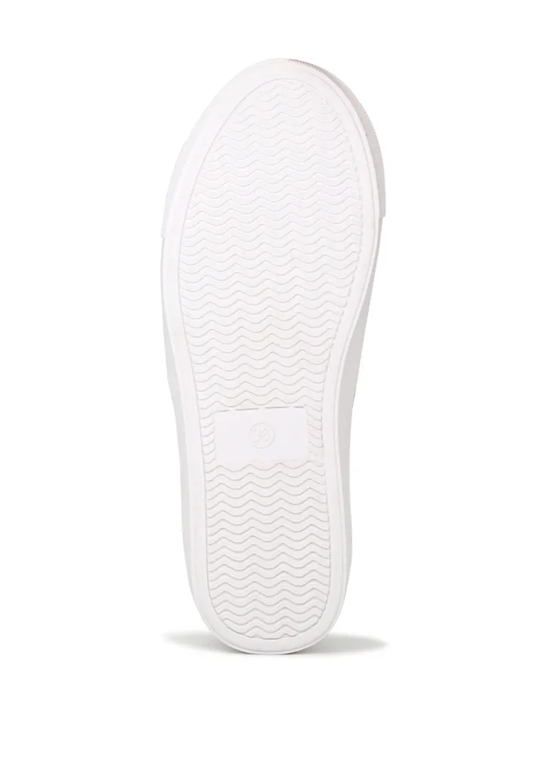White Yes Print Slip-On Sneakers