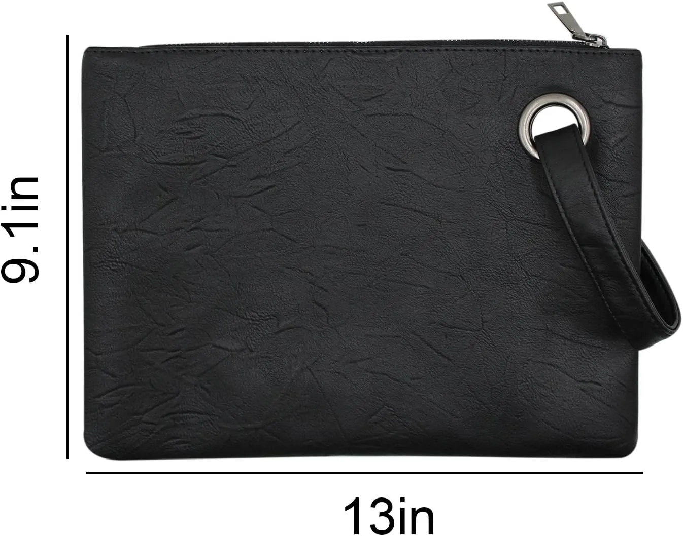 Women Oversized Envelope Handbag Soft Leather Clutch Evening Bag Purse with Wrist Strap