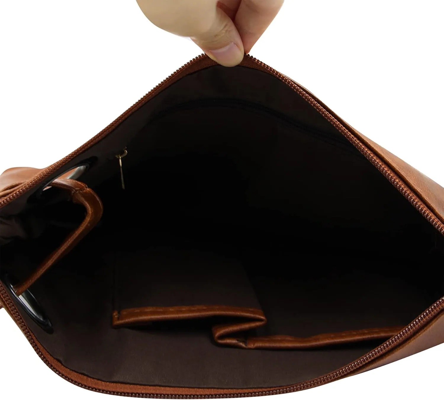 Women Oversized Envelope Handbag Soft Leather Clutch Evening Bag Purse with Wrist Strap