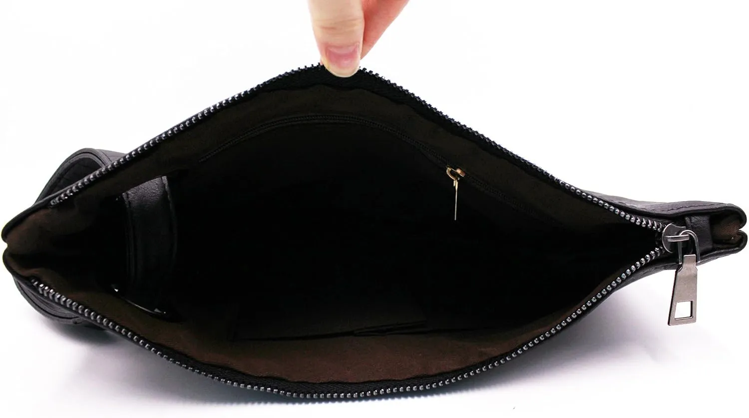 Women Oversized Envelope Handbag Soft Leather Clutch Evening Bag Purse with Wrist Strap