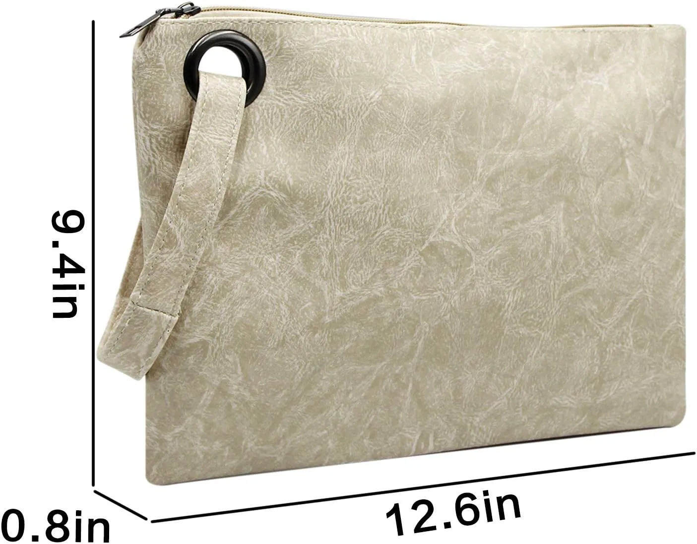 Women Oversized Envelope Handbag Soft Leather Clutch Evening Bag Purse with Wrist Strap