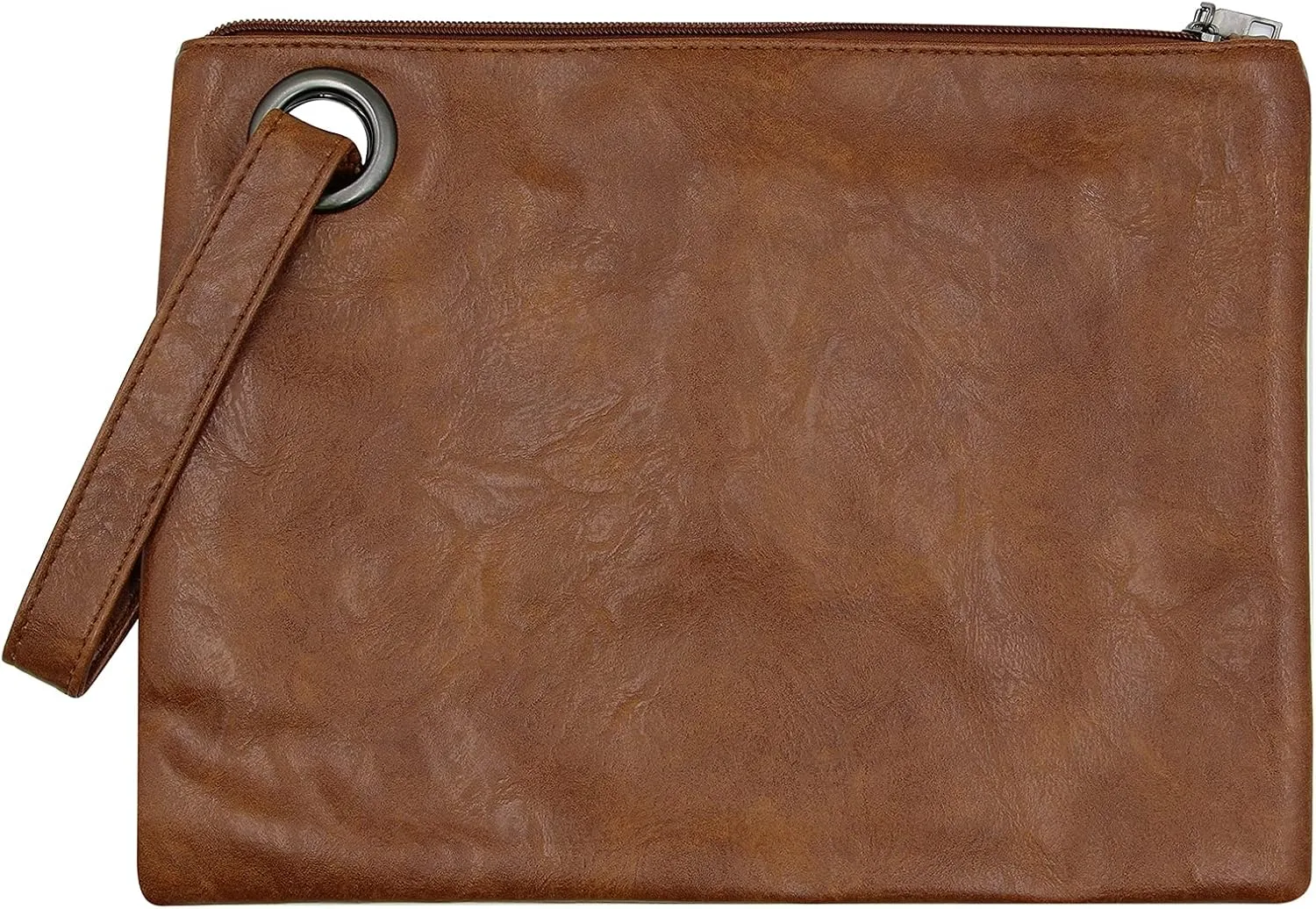 Women Oversized Envelope Handbag Soft Leather Clutch Evening Bag Purse with Wrist Strap