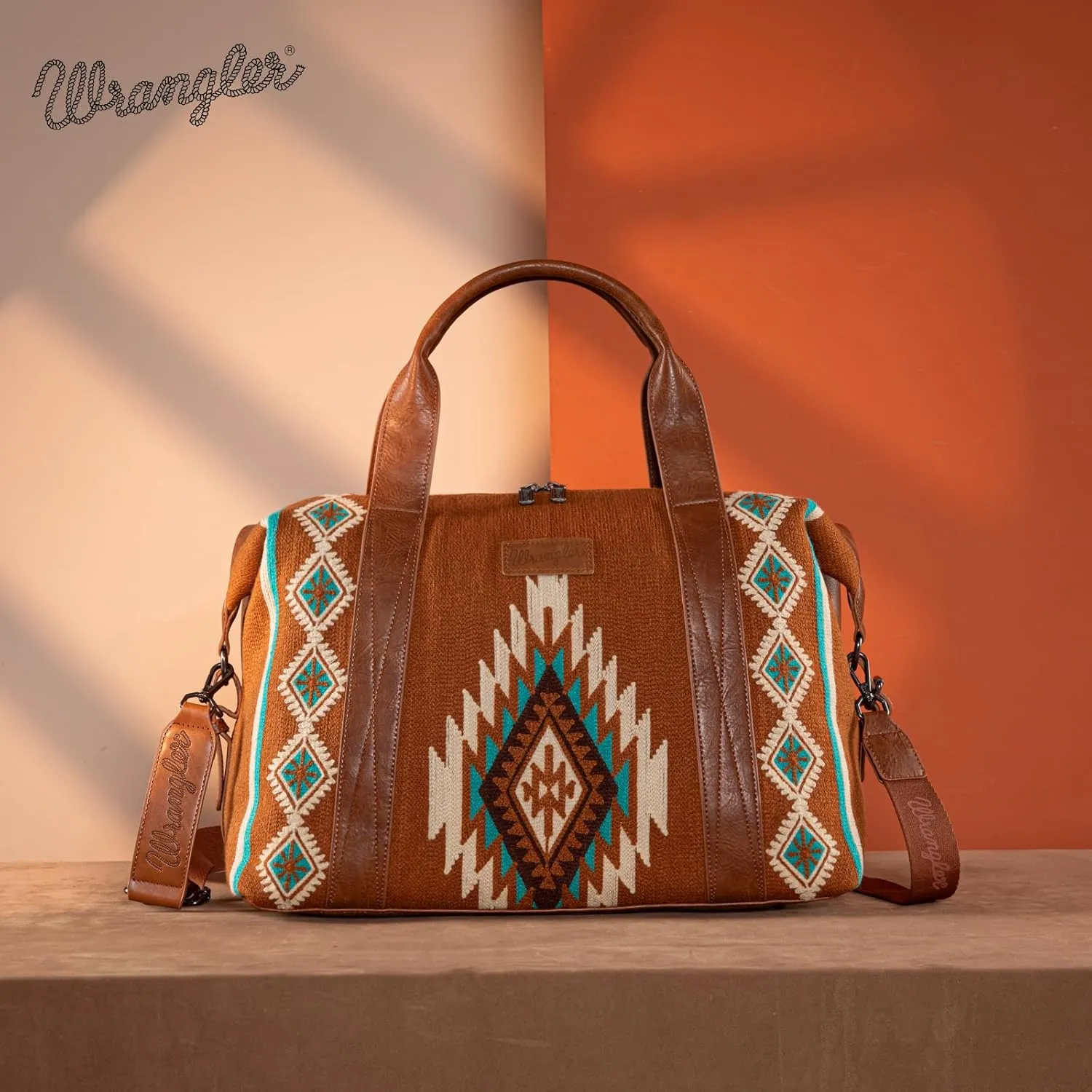 Wrangler Duffel Bag for Women Large Travel Weekender Bag Tapestry Designer Carry On Bags, Brown