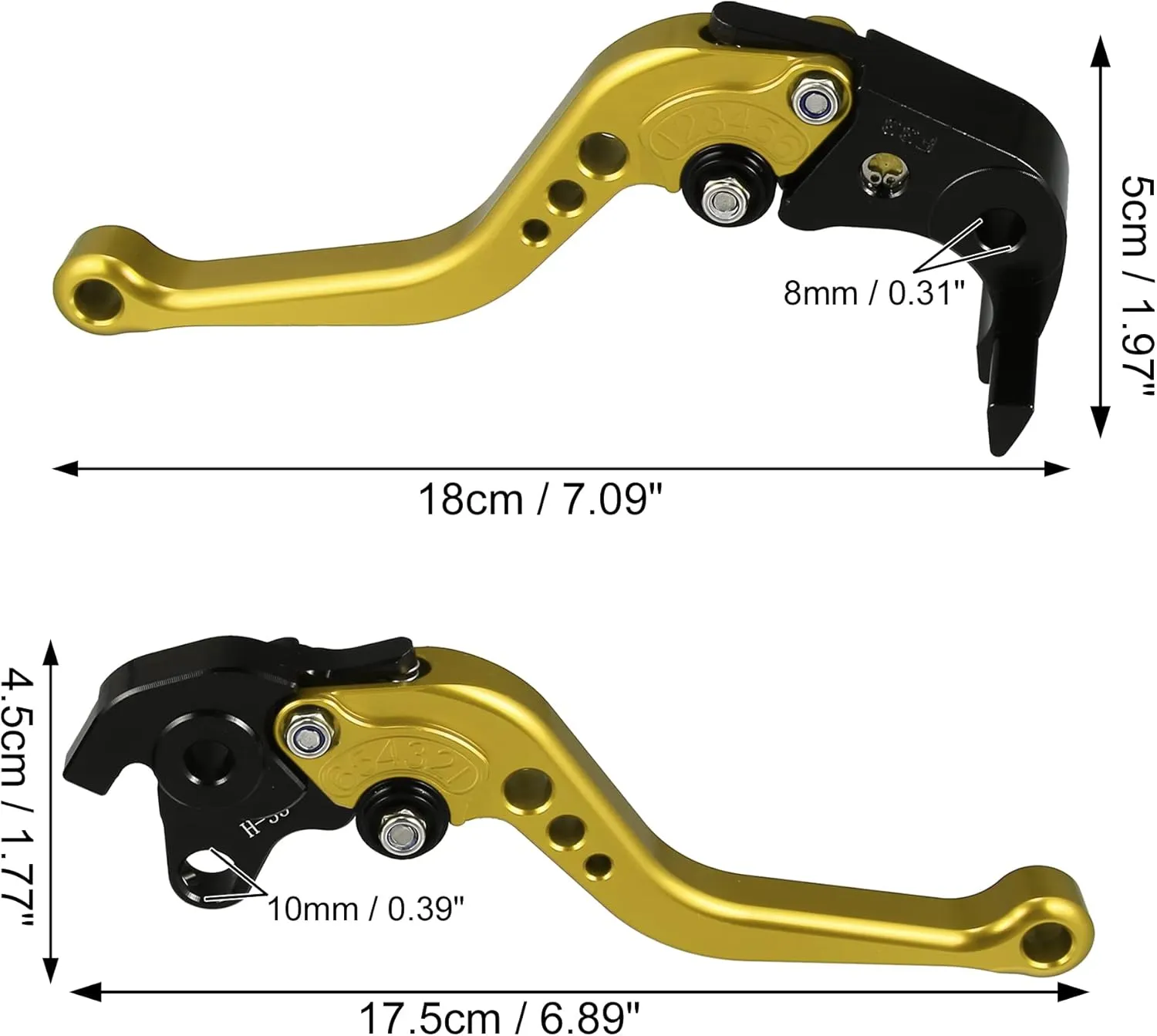 X AUTOHAUX 1 Pair Motorcycle Brake Clutch Levers Adjustable Folding CNC for Honda CBR1000RR CBR 1000RR FIREBLADE SC57 2004-2007 for CB1000R 2008-2016 Gold Tone