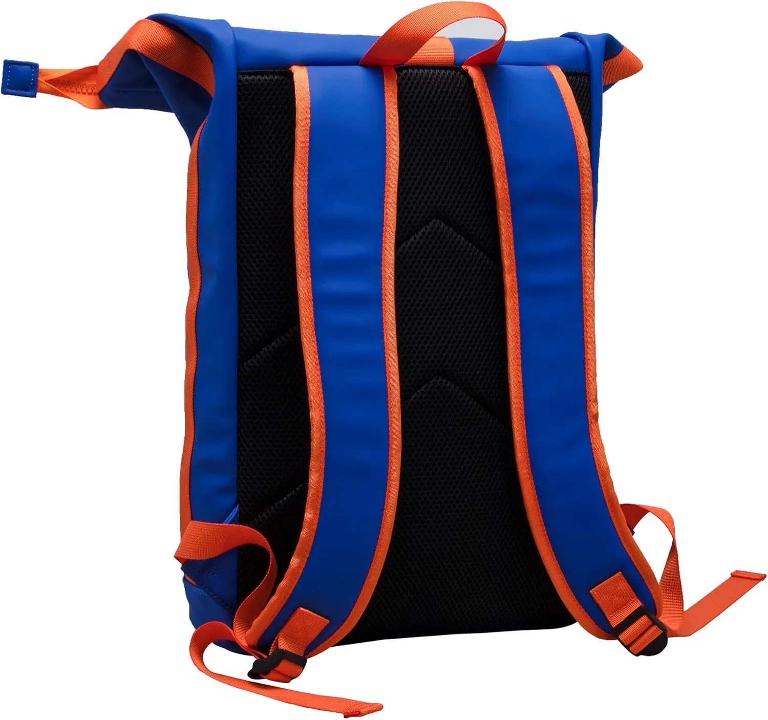 X RAY Roll Top Laptop Backpack for Men Women, PU Leather Expandable Roll Up Backpack Capacity Adjustable 22L & Fits 15.6" Laptop, Royal Blue/Tangerine