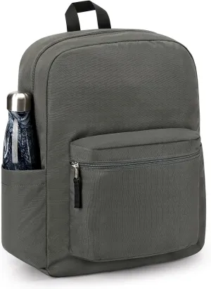 ZORFIN Basic Backpack for School Work Travel: Water Resistant Backpacks for Men and Women - Lightweight Bookbag for Girls and Boys - Graphite Grey