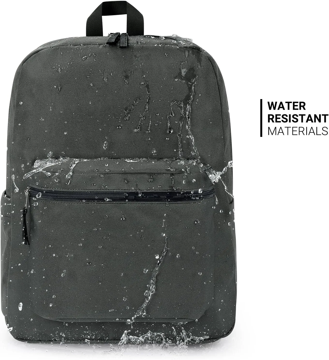 ZORFIN Basic Backpack for School Work Travel: Water Resistant Backpacks for Men and Women - Lightweight Bookbag for Girls and Boys - Graphite Grey