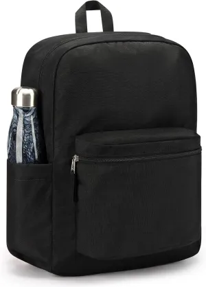 ZORFIN Black Backpack for School Work Travel: Water Resistant Backpacks for Men and Women - Lightweight Bookbag for Girls and Boys